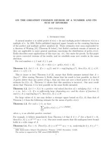 ON THE GREATEST COMMON DIVISOR OF A NUMBER AND ITS