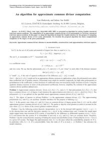 An Algorithm for Approximate Common Divisor Computation