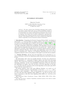 Euclidean Dynamics - Brigitte Vallée