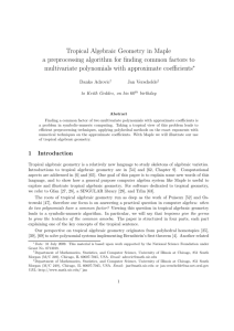 Tropical Algebraic Geometry in Maple a preprocessing algorithm for