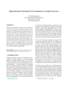 High-performance polynomial GCD computations on graphics