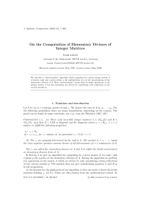 On the Computation of Elementary Divisors of Integer Matrices