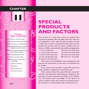 Chapter 11 Special Products and Factors