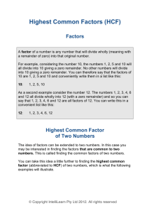 Highest Common Factors (HCF)