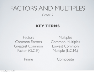 KEY TERMS Factors Common Factors Greatest Common Factor