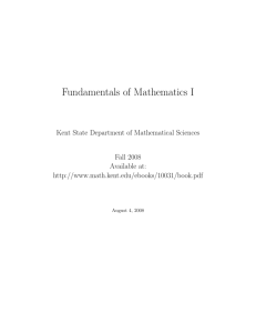 Fundamentals of Mathematics I - Department of Mathematical