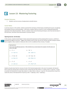 Lesson 13: Mastering Factoring