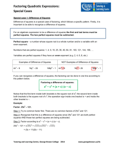 Factoring Quadratic Expressions: Special Cases