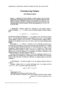 Factoring Large Integers - American Mathematical Society