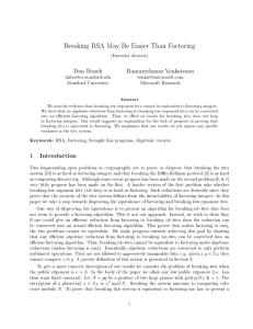 Breaking RSA May Be Easier Than Factoring