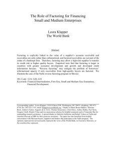The World Bank: The Role of Factoring for Financing Small and