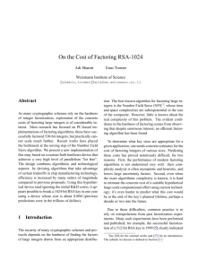 On the Cost of Factoring RSA-1024
