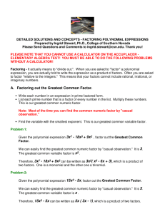 Factoring Polynomial Expressions