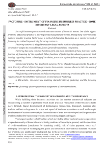 FACTORING-INSTRUMENT OF FINANCING IN BUSINESS