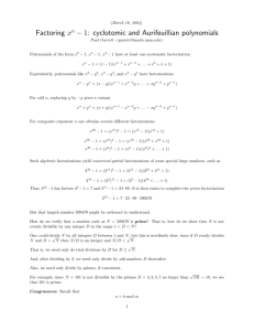 Factoring xn − 1: cyclotomic and Aurifeuillian polynomials