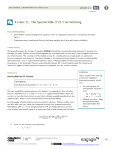 Lesson 11: The Special Role of Zero in Factoring
