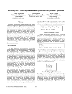 Factoring and Eliminating Common Subexpressions in Polynomial