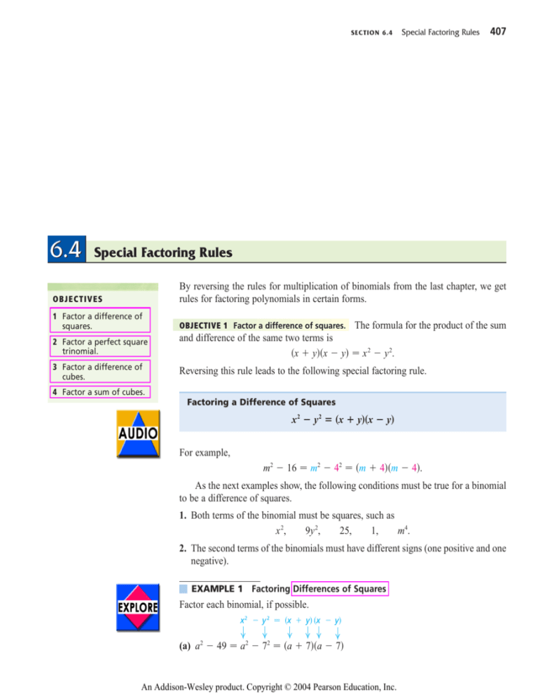 6 4 Special Factoring Rules