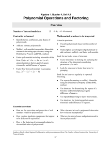Polynomial Operations and Factoring