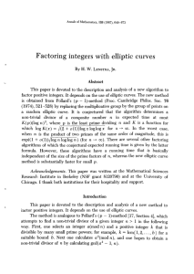 Factoring integers with elliptic curves