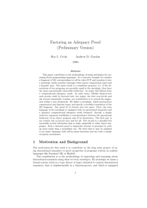 Factoring an Adequacy Proof (Preliminary Version)