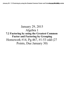 January 29 - 7.2 Factoring by using the Greatest Common Factor