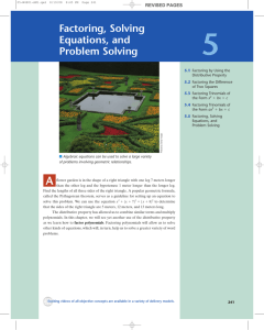 Factoring, Solving Equations, and Problem Solving