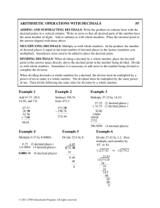 PDF Arithmetic Operations with Decimals