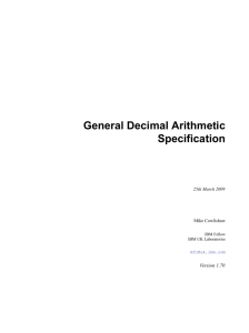 General Decimal Arithmetic Specification