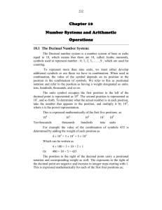 Chapter 10 Number Systems and Arithmetic Operations