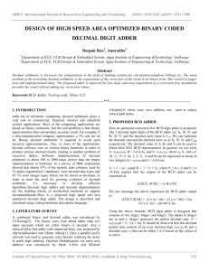 design of high speed area optimized binary coded decimal digit adder