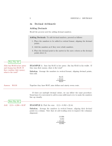 4a Decimal Arithmetic