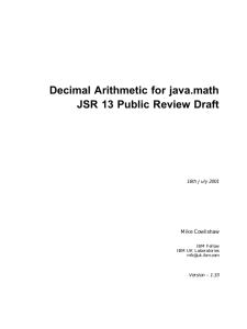 Decimal Arithmetic for java.math JSR 13 Public Review Draft