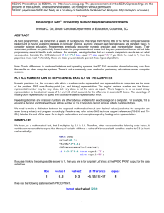 Rounding in SAS®: Preventing Numeric Representation Problems