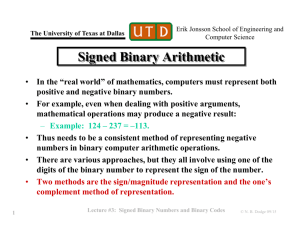 Signed Binary Arithmetic - The University of Texas at Dallas