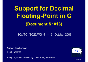Support for Decimal Floating-Point in C