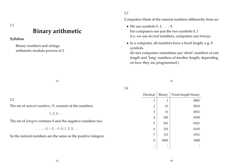 Define Binary Arithmetic With Example