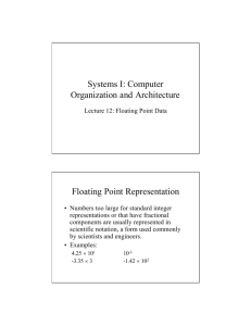 Systems I: Computer Organization and Architecture Floating Point