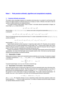 Notes 1: Finite precision arithmetic, algorithms and computational