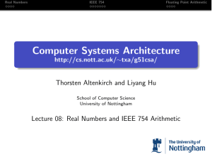 Real Numbers and IEEE 754 Arithmetic