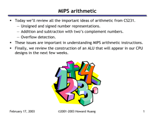 MIPS arithmetic - Howardhuang.us