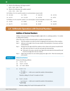 2.4 Arithmetic Operations with Decimal Numbers