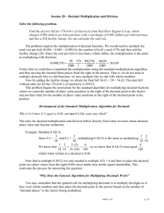 Session 28 – Decimal Multiplication and Division Solve the following