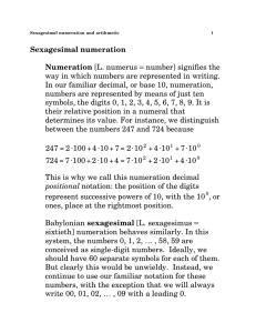 Sexagesimal numeration Numeration [L. numerus = number