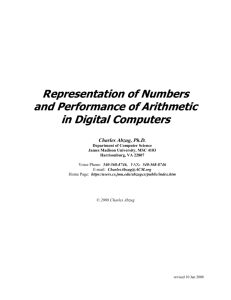 Representation of Numbers and Performance of Arithmetic in Digital