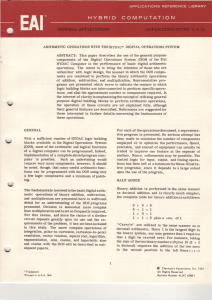 Arithmetic Operations with the HYDAC* Digital Operations System
