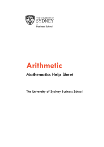 Arithmetic - The University of Sydney