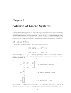 Solution of Linear Systems