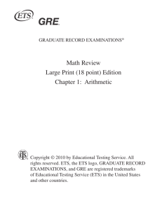 Math Review Large Print (18 point) Edition Chapter 1: Arithmetic