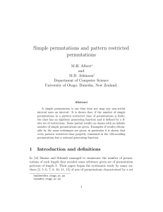 Simple permutations and pattern restricted permutations